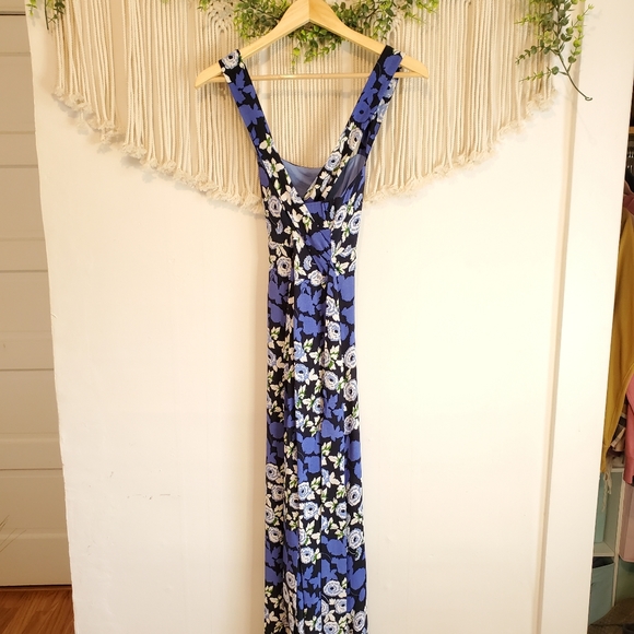 ANTHRO MAEVE Floral Blue Square Neck Maxi Dress 2 - Picture 8 of 11
